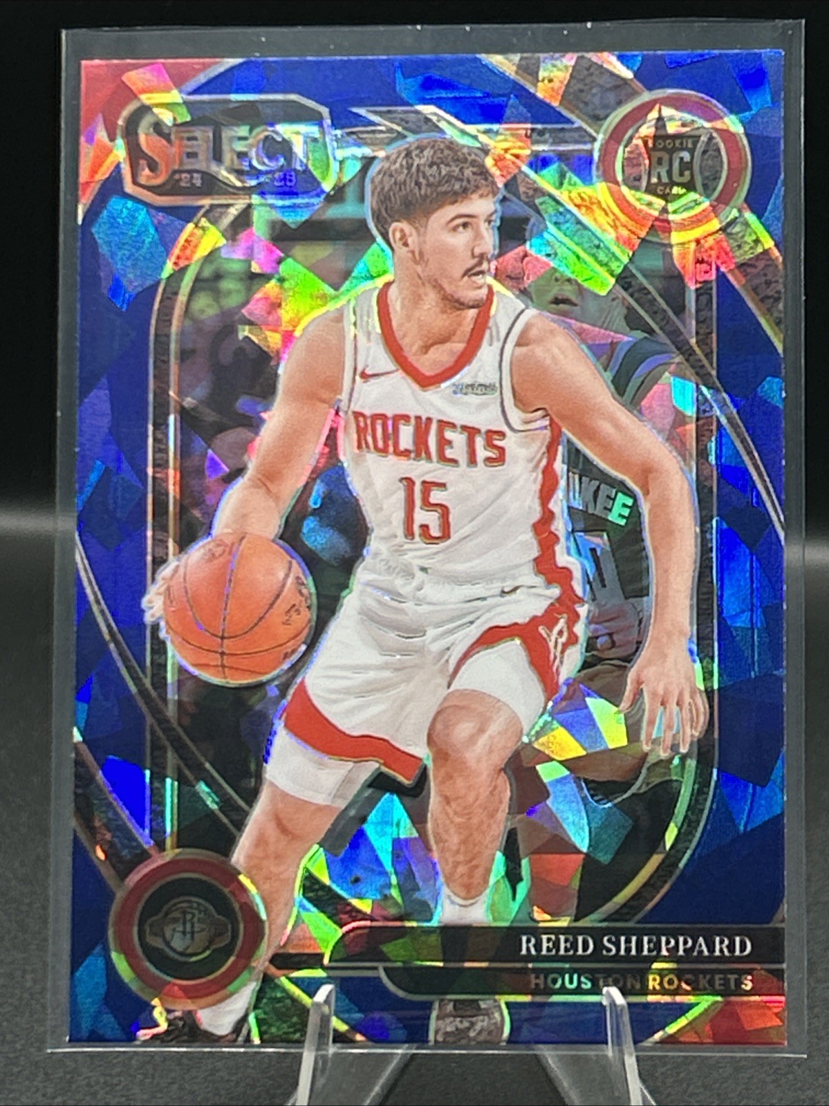 2024-25 Panini Select - Courtside Blue Cracked Ice Prizm #299 Reed Sheppard (RC)