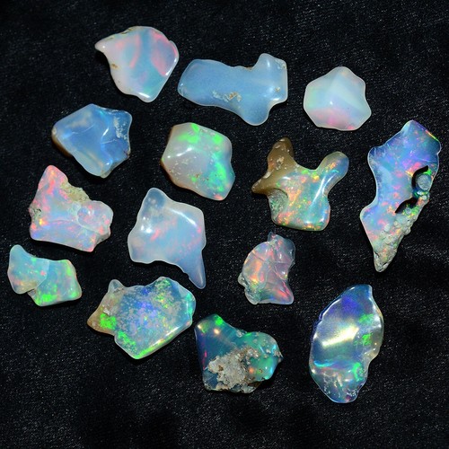 14 Pcs Natural Ethiopian Opal Rough Lot Top Grade Play Of Colors Loose Gemstones - Picture 4 of 9