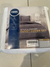 NESTL Bedding 3 Piece STYLE & COMFORT Duvet Cover Set, Queen - WHITE