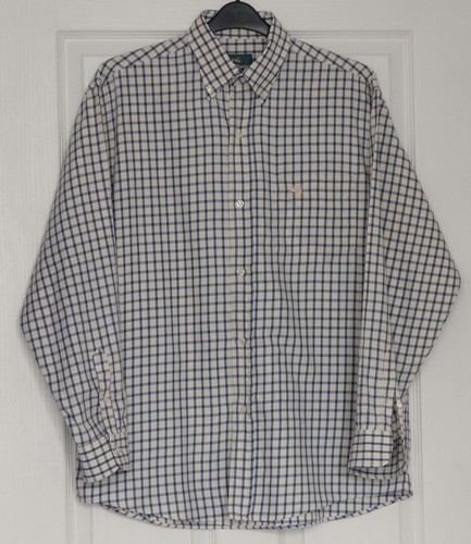 Check shirt size XL by Old River Chest pocket Button down collar Blue Cream SK - Picture 3 of 8