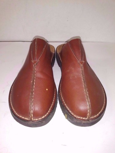 LL Bean Brown Leather Clogs Sandals Slide On Womens Size 9 B - Picture 2 of 10