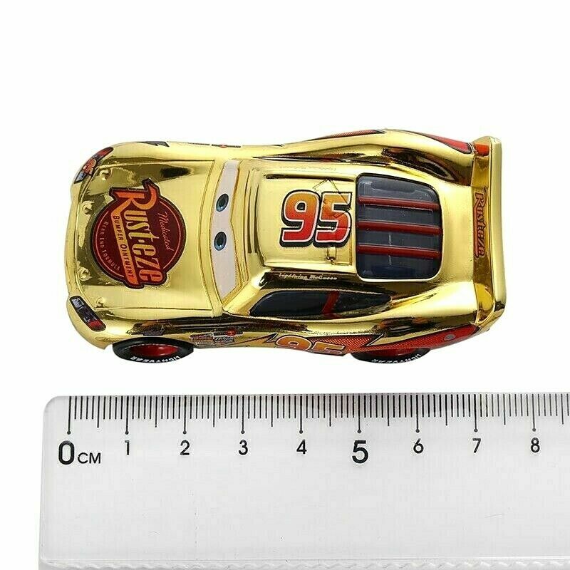 Disney Pixar Cars Golden Lightning McQueen 1:55 Diecast Model Toy