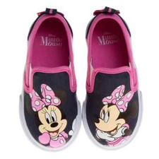 New Disney Minnie Mouse Toddler Girls' Slip-on Canvas Casual Sneakers 6 7 8 9 10