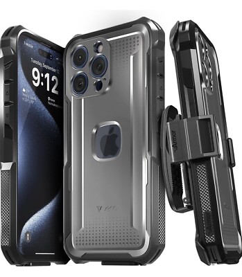 iPhone 15 Pro Max Handyhülle, robuste Panzerung mit Gürtelclip, Militärqualität Cover