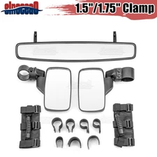 Rear View Center Side Mirrors + Grab Handles For Polaris Ranger 570 800 Mid Size