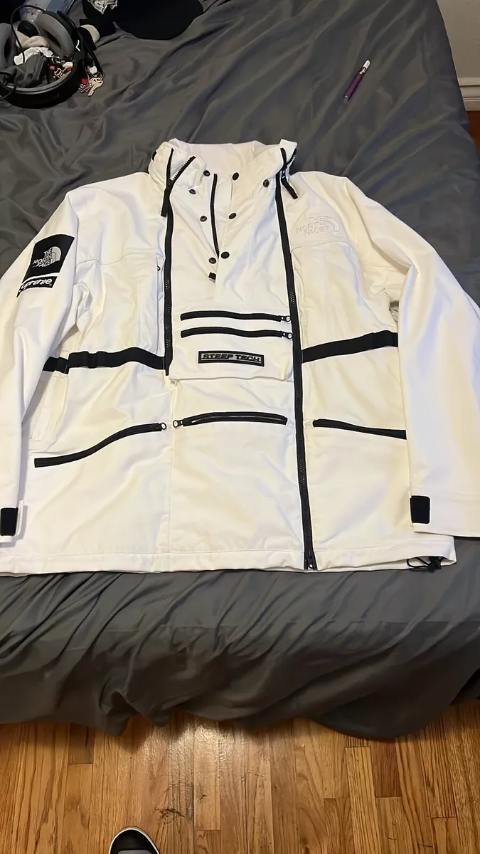 RARE SS16 SUPREME x THE NORTH FACE STEEP TECH HOODED JACKET WHITE SZ XL TNF