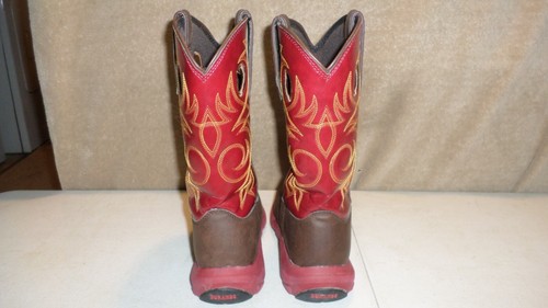 Durango Women's 10" Western Red & Dark Brown Boots ~ Size 9M ~ - Picture 3 of 5