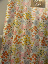 new 13 pc Colorful floral fabric SHOWER CURTAIN hooks Pink Blue Yellow Green