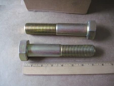 (Qty 2) 1–1/4–7 x 6–1/2" Grade 8 Hex Head Bolt Cap Screw, Zinc Yellow Dichromate