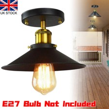 Black Industrial Semi Flush Mount E27 Ceiling Lights for Kitchen Bedroom Hallway