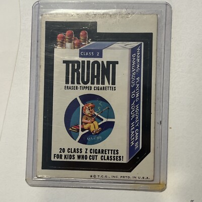 1974 Truant Eraser Tipped Cigarettes Wacky Packages Topps Trading Card Sticker
