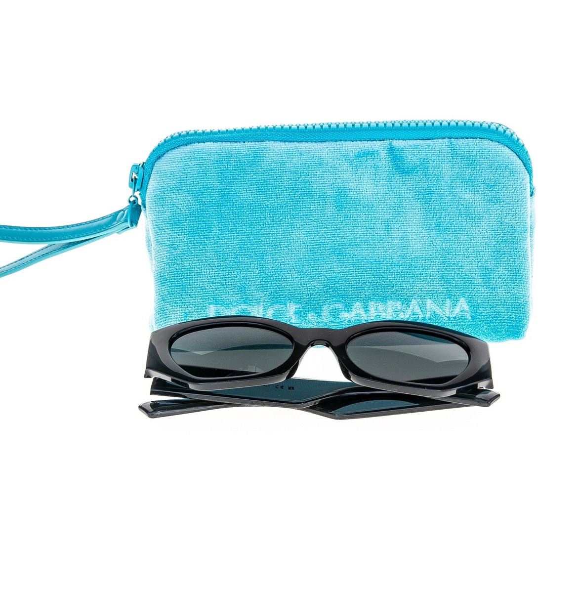 DOLCE & GABBANA ELASTIC Black Gray Crystal Logo DG6186 Pouch