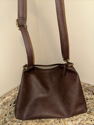 Joy Susan Soft Vegan Leather Crossbody Purse/Shoulder Bag Adj. Strap Brown