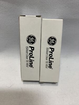 GE ProLine 15 Tubular Bulb Clear T6 15W 145V 100 Lumens 2 Bulbs *NEW* H3