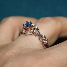 fashion topaz Cz ring gemstone rose gold plate jewelry evening engagement