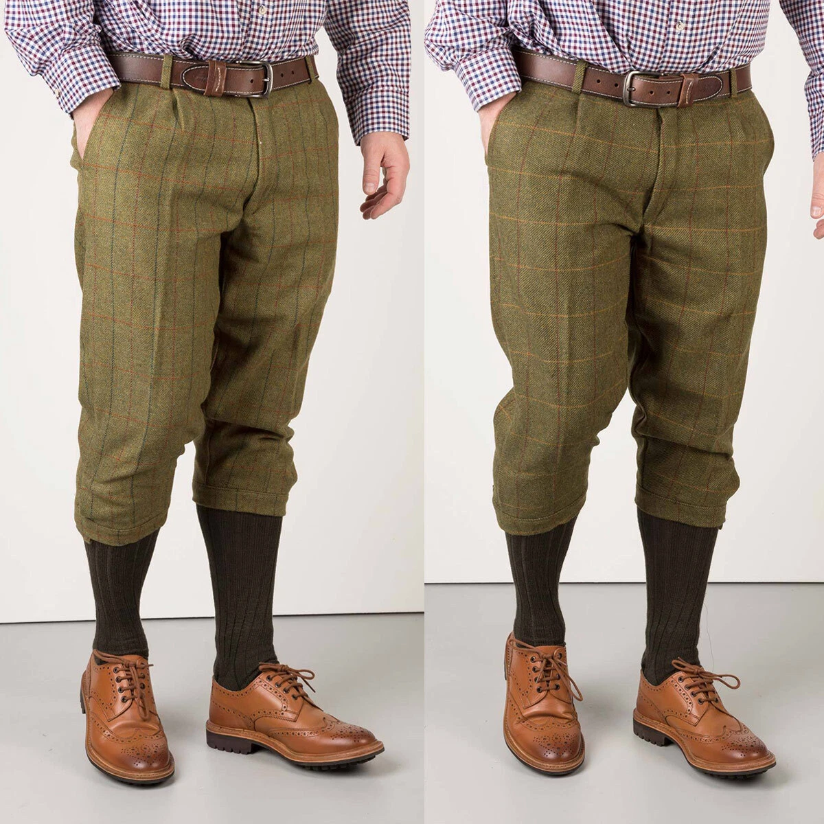 Men s Breeks Huntsman Derby Check Tweed Shooting Hunting Cropped