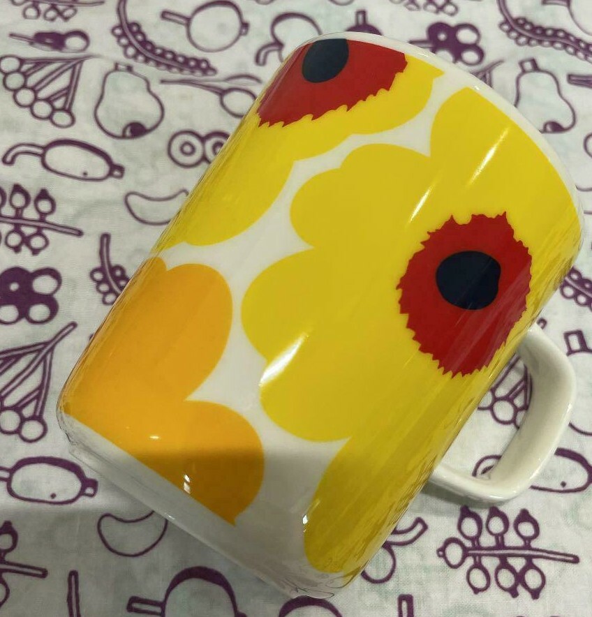 Marimekko UNIKKO Mug Cup 50th Anniversary Flower Yellow x Red