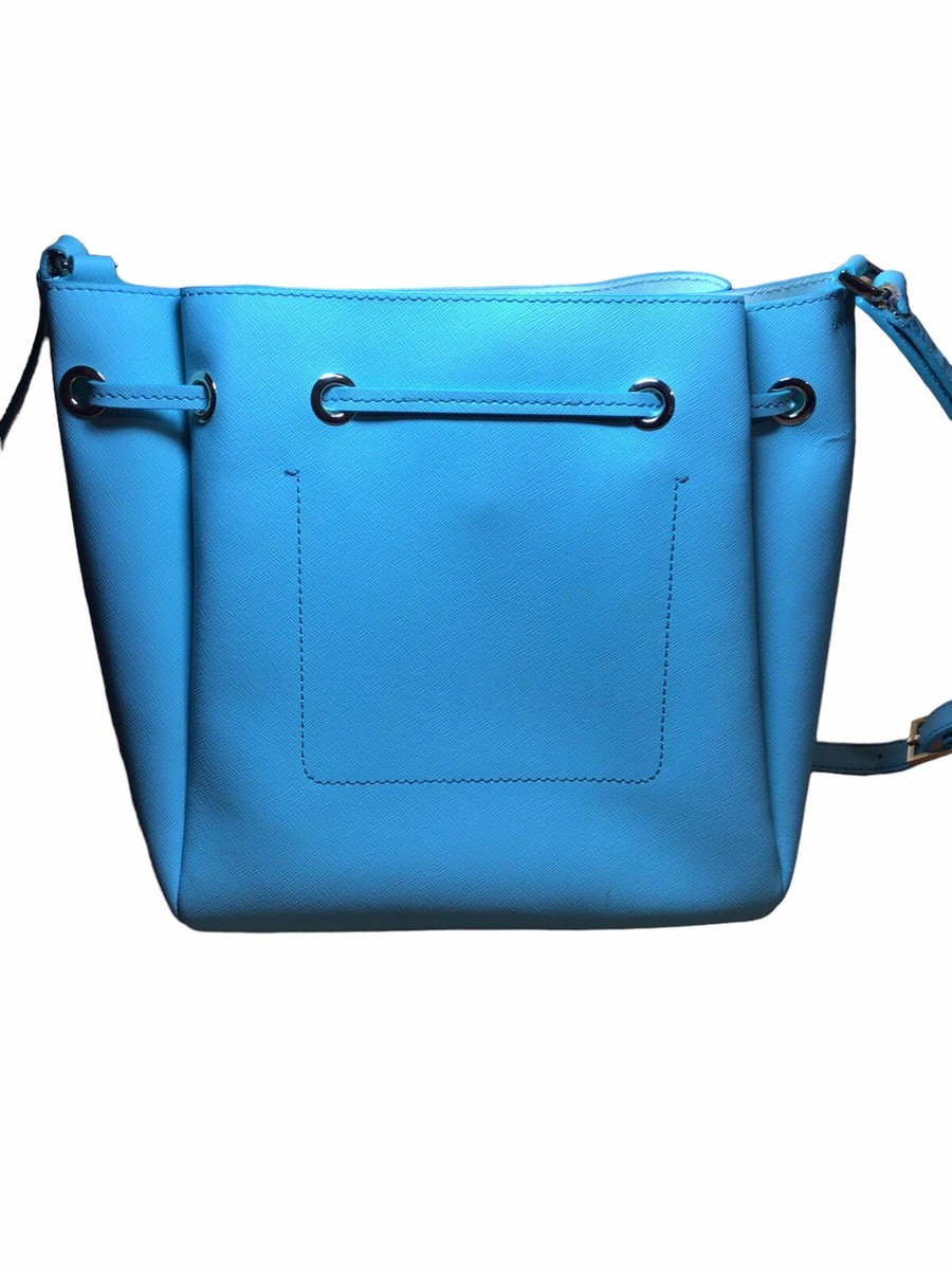 Kate Spade Aqua Turquoise Drawstring Bag Goldtone Hardware 