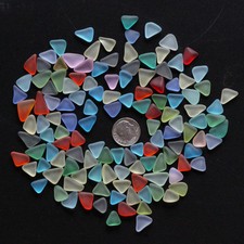 triangle flat sea beach glass 20 pcs lot bulk blue green red jewelry use
