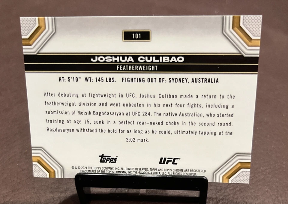 2024 Topps Chrome UFC - JOSHUA CULIBAO *Aqua Green Refractor SP!* /199 🔥 - Image 2 of 2