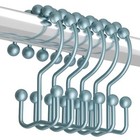 Shower Curtain Hooks Rings, Rust-Resistant Metal Double Glide Shower Lightcyan