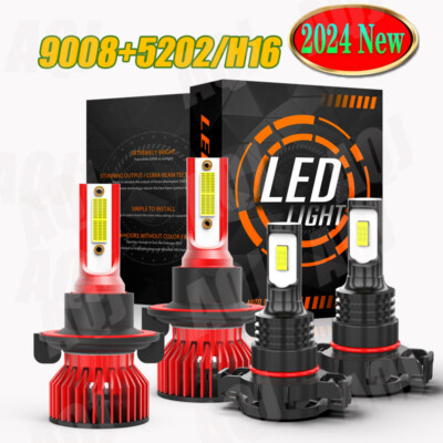 For 2010-2013 Chevrolet Camaro Combo H13 LED Headlight 5202 Foglight Bulbs 6000K