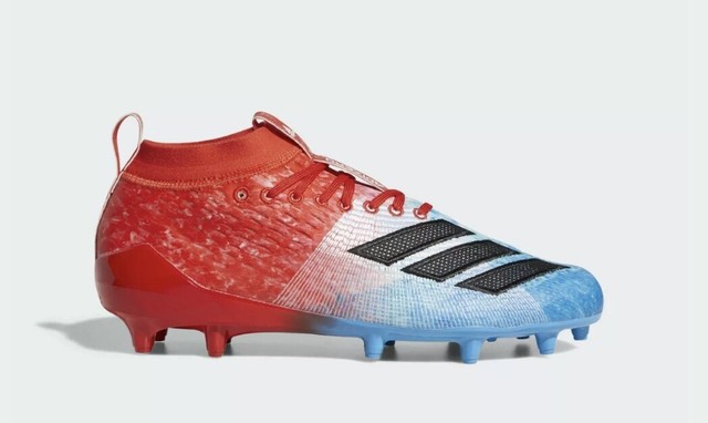 red and blue football cleats