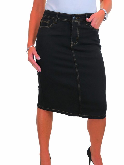 jeans skirts knee length online