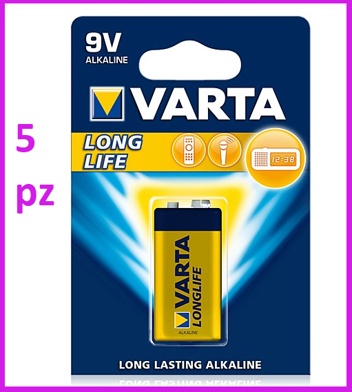 5 batterie 9V varta alkaline longlife transistor 4122 E-block MN1604 6LP3146