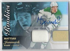 15/16 FLEER SHOWCASE MATTIAS JANMARK FLAIR ROOKIE PATCH AUTO /65 DALLAS STARS