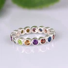 Solid Sterling Silver Full Eternity Band Ring With Multi Stones For Engagement