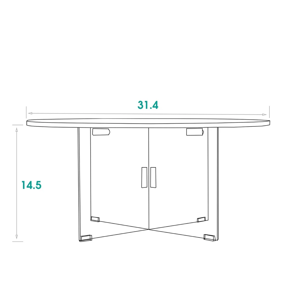 Mesa de centro redonda Ivinta con patas de vidrio en forma de X, mesa central superior de mármol Foto 2 de 4