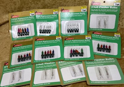 Vintage Joybrite Replacement Bulbs 3 volt 2way Flasher Clear Multi Lot Of 12