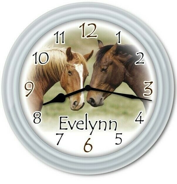 Personalized Horse WALL CLOCK Equestrian Riding Girls Kids Bedroom