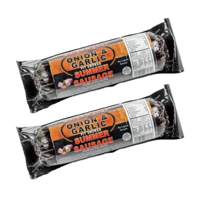 Summer Sausage Onion Garlic from Amish Country Slice and Enjoy Pack of 2
