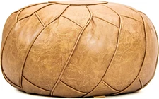 Faux Leather Pouf Unstuffed Ottoman Moroccan Footstool, Floor Footrest Cushion, 