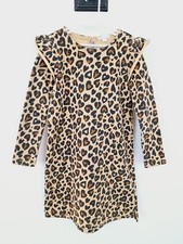 Crewcuts Dress 10 Brown Leopard Hearts Long Sleeve Fleece Girl CLEARANCE SALE