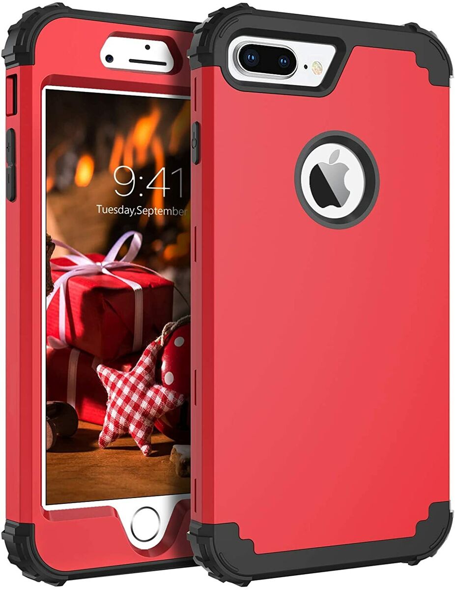 Funda protectora para el iPhone 8 Plus/7 Plus - Brushed gris plomo/rojo