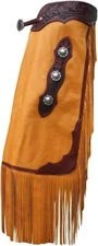 Beautiful Western Softy Leather Chinks / Chaps Quality Trail Riding Large Size.