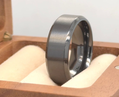 Black Zirconium Marriage Ring Matt Finish Polished Band Gift Ring For Men