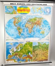 Welt, Europa & Deutschland Rollkarte Schulwandkarte Lehrtafel 160x193cm #155