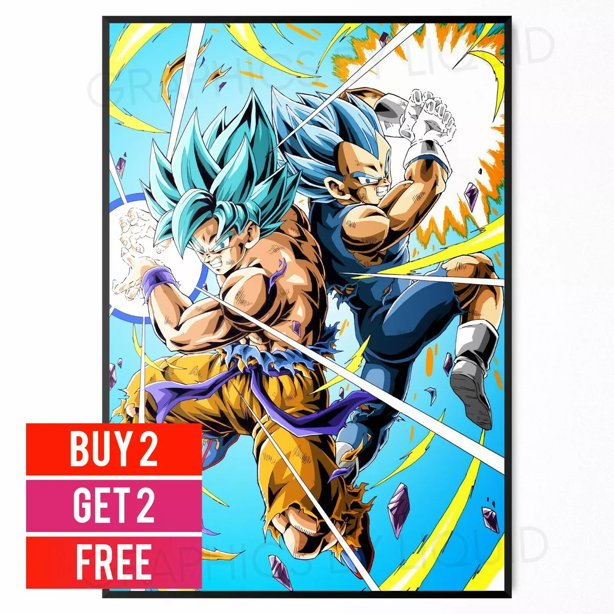 Dragon Ball Z Poster Son Goku Super Saiyan Japanese Wall Art Manga