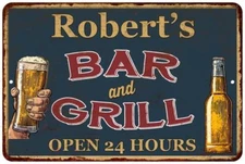 Robert's Green Bar and Grill Personalized Metal Sign Wall Decor 112180044412