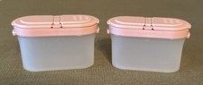 Tupperware 2 Modular Mates Spice Containers 1843~ 1845 Pink Lids. Made in USA.