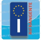 BLUE REFLECTIVE STICKER FOR MOTORCYCLE LICENSE PLATE WITH SYMBOL "EU" AND ACRONYM ITALY, STICKER
