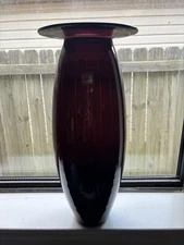 Blenko 9021S In Plum with Sticker by Joel Myers Handmade Glass