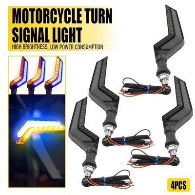 4x Signal Light Motorcycle Running Turn Left Amber&Blue Right Dynamic Blinker
