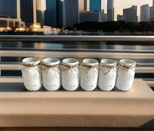 Set of 6 chalk painted distressed mason jar vases  mix  match colors 