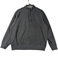 Tasso Elba Mens Large Black Quarter Zip Pullover Sweater Cotton Heavy Luxury