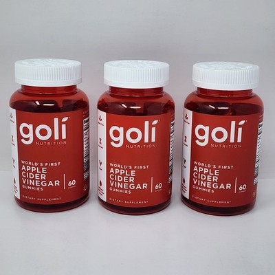 Goli Nutrition Apple Cider Vinegar Gummies 60 Per Bottle (3 Pack) Exp 05/2027